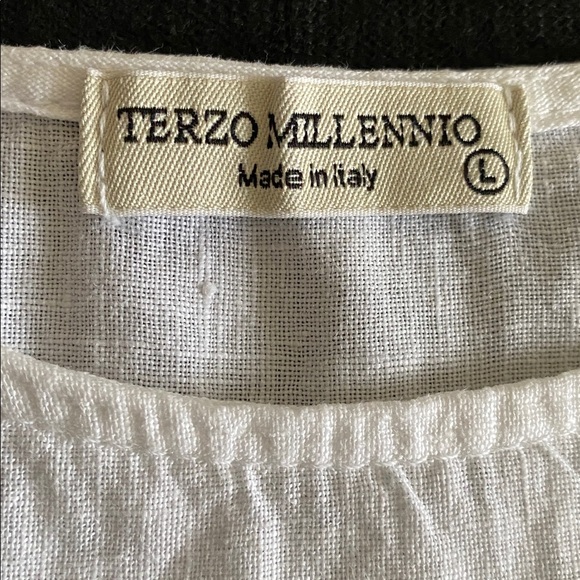 Italian Linen Crochet Lace  Sleeve tie cuff  pullover Tunic Blouse Size Large - Picture 4 of 13